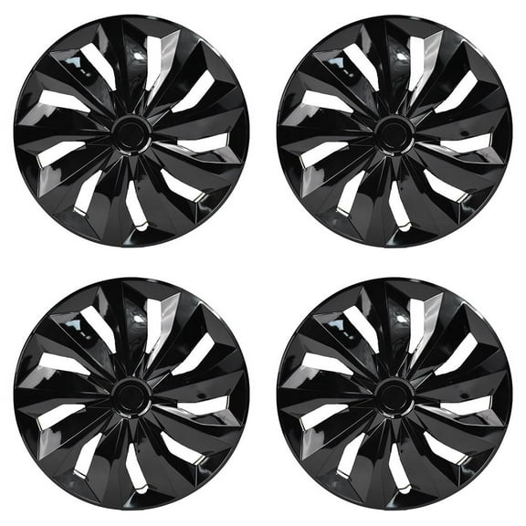 Hex Autoparts Hub Cap 15 inch Set of 4 fits R15 Tire & Steel Full Rim, Snap On Full Hubcaps Wheel Covers Universal for 15" Rims Black A-Type