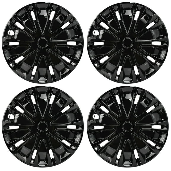 Hex Autoparts 16" Universal Hub Caps Set of 4 Wheel Covers Snap On Full HubCaps fit R16 Tire & Steel Rim All Black Tire Rim Covers
