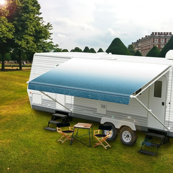 Hex Autoparts 17' FT Feet RV Awning Replacement Fabric Blue Fade (Real Fabric Width 16'2")
