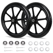 Hex Autoparts 2 Pcs 20" PU Flat Free Tire Wheel Deep Tread For Wheelbarrow Garden Wagon Lawn Cart Come with 3/4" & 5/8" Bearing, 2.45" Centered Hub