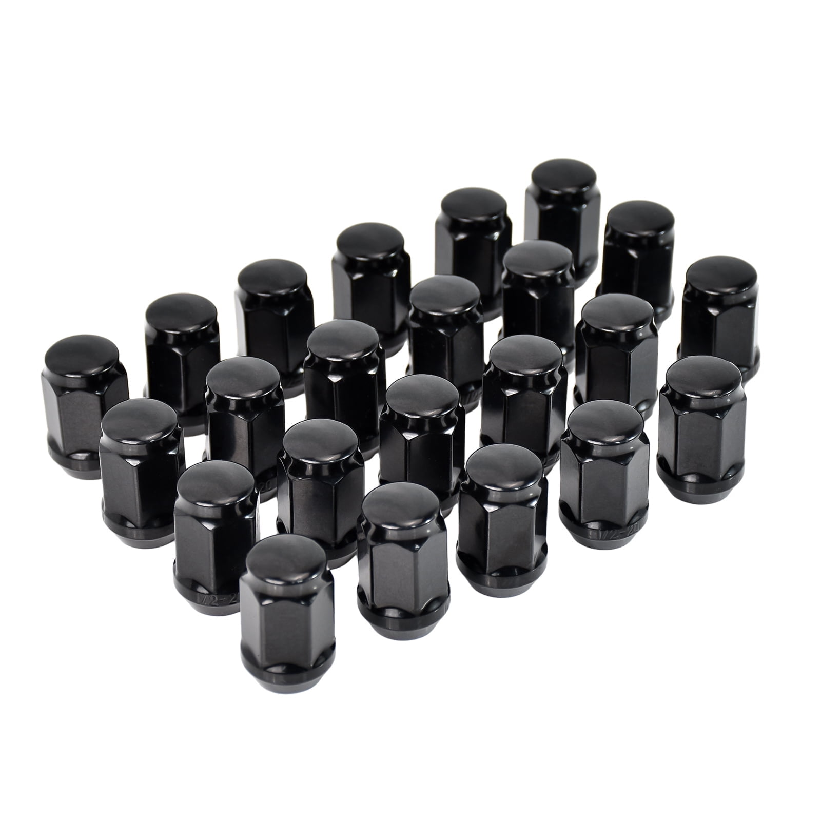 Hex Autoparts (23pcs) 1/2x20 Black Lug Nuts Bulge Acorn Closed End for Jeep Wrangler JK TJ YJ CJ