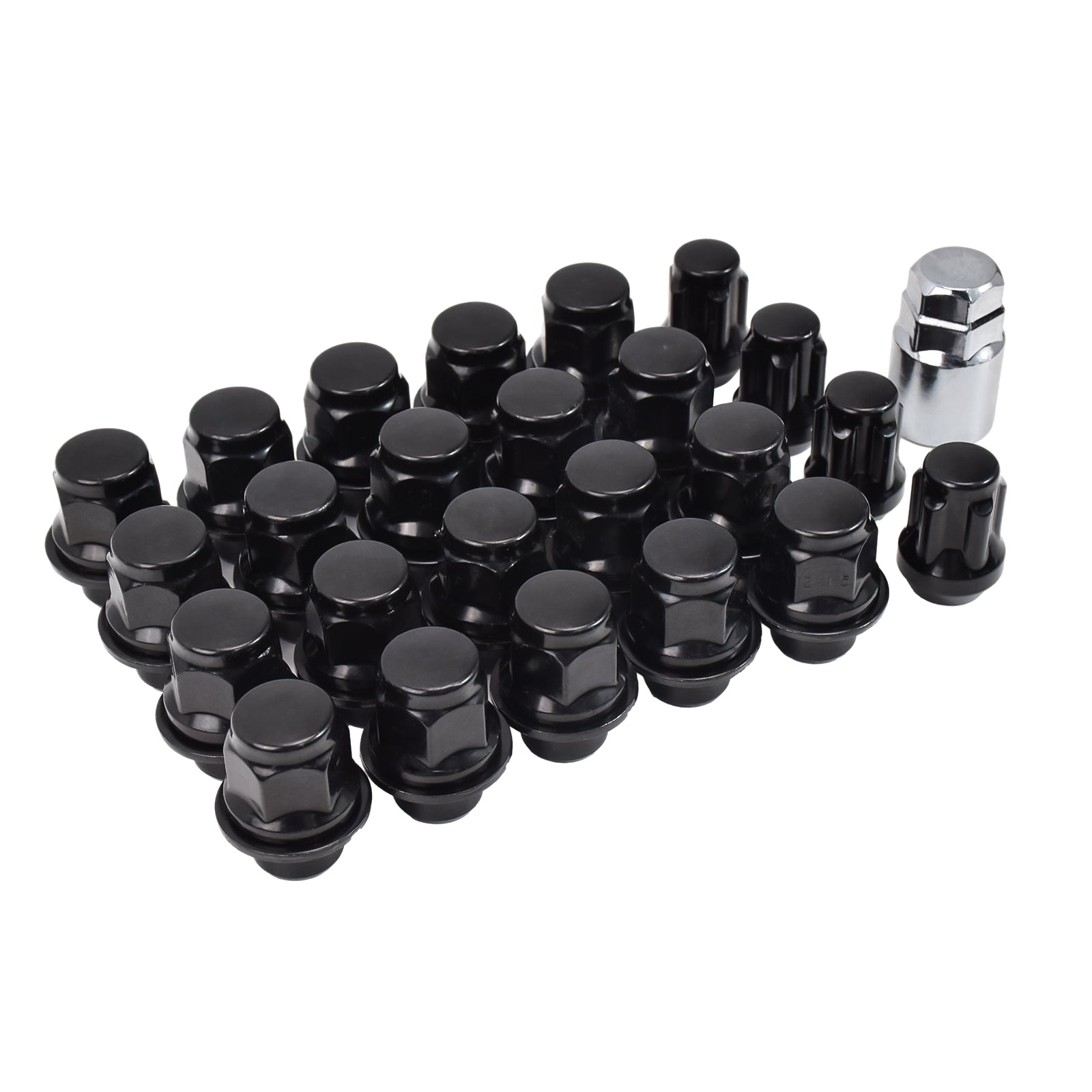 Hex Autoparts (24PCS) M12x1.5 Black Mag Lug Nuts with Key for Toyota ...