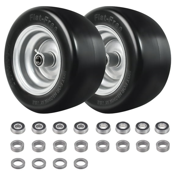 Hex Autoparts 2pcs Universal 11x6.00-5 Flat Free Wheel Tire Solid Smooth Lawn Mower With 3/4" or 5/8" Bearing (2-Pack)