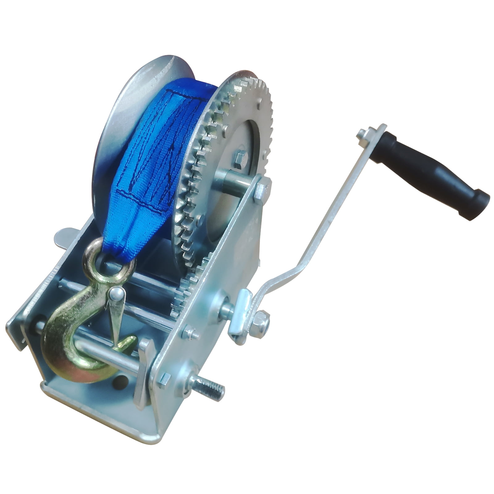 Hex Autoparts 3200LBS Hand Winch 2 Gear Hand Crank Polyester Strap ATV ...