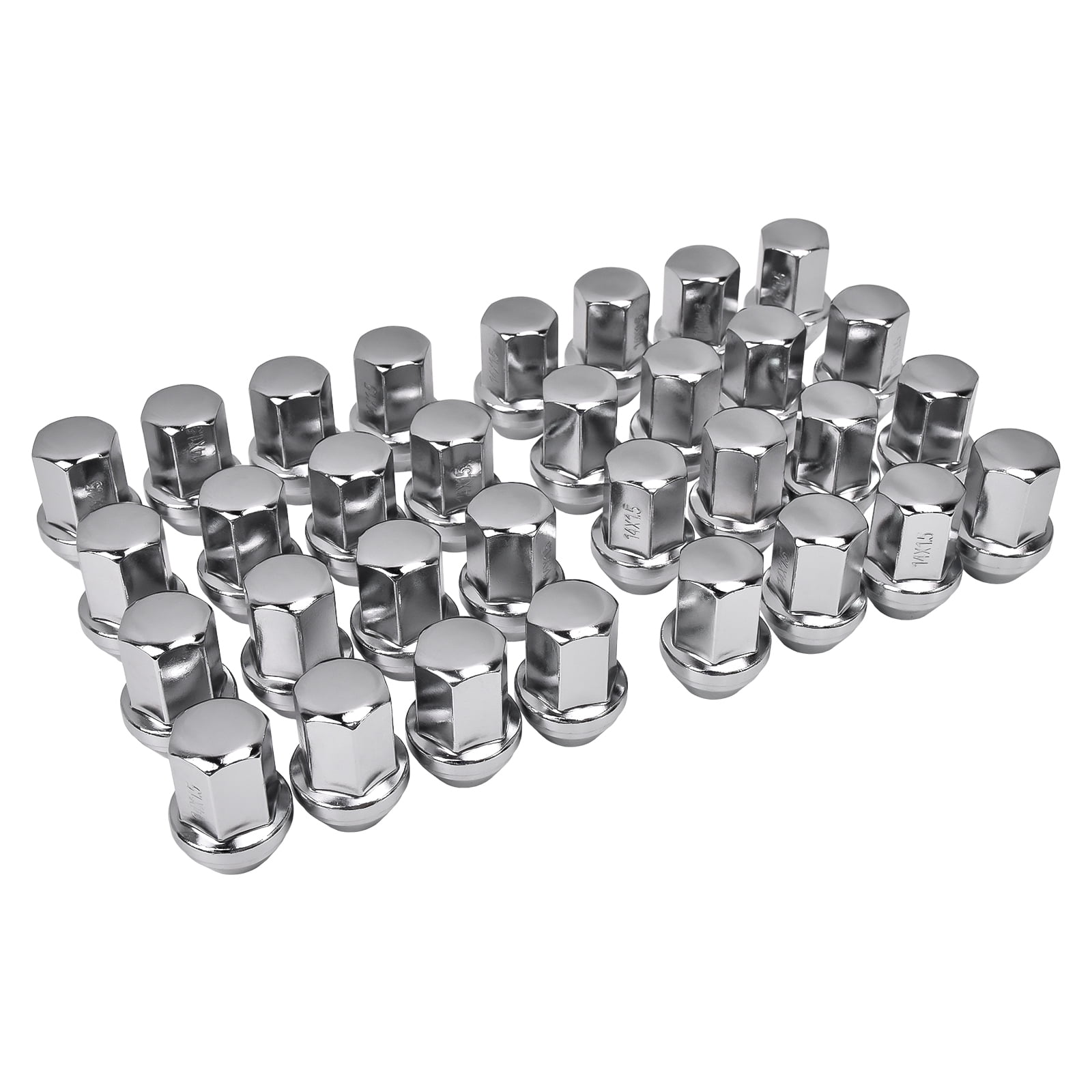 Hex Autoparts 32PCS 14x1.5 Chrome Lug Nuts for Chevy GMC Silverado 2500 3500 GMC Sierra 2500 Hummer H2
