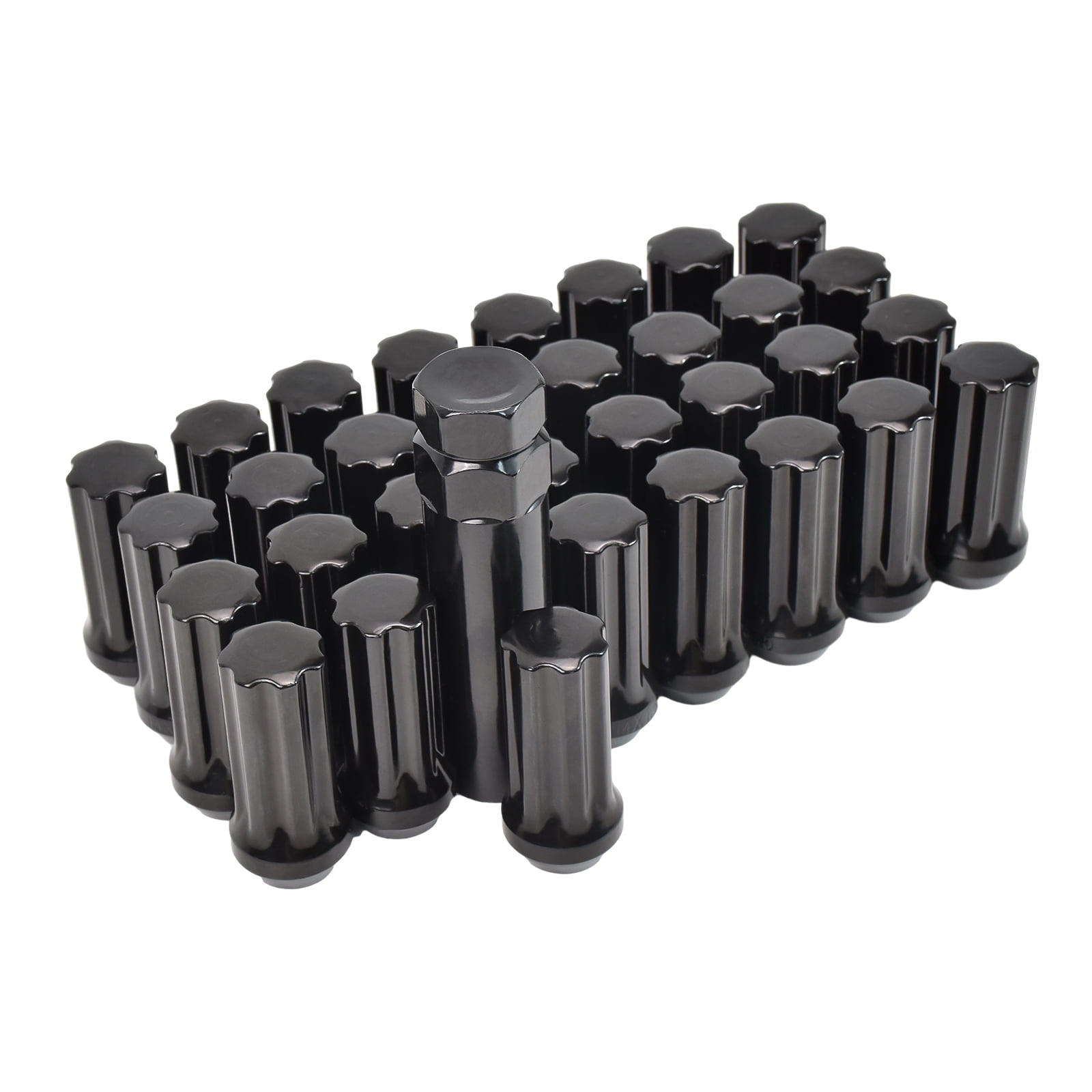 Hex Autoparts (32PCS) 14x1.5 Spline Black Lug Nuts with Key for Ford F250 F350 Super Duty GMC Sierra 3500 Chevy Silverado 2500 HD 3500 HD