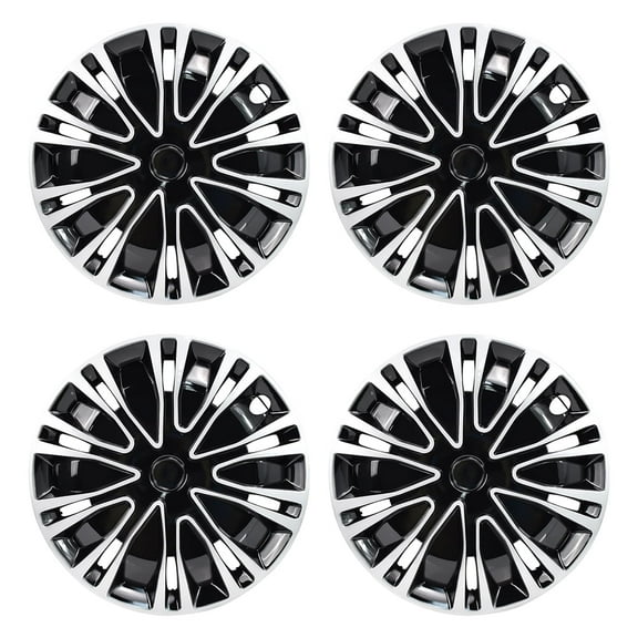Hex Autoparts 14" Hub Caps Set of 4 fits R14 Tire & Steel Full Rim, Snap On Full Hubcaps Wheel Covers Universal for 14 inch Rims Black & Silver B-Type