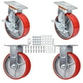 thumbnail image 1 of Hex Autoparts 4 Pack Heavy Duty Swivel Plate Iron Caster Wheels 4" Polyurethane Wheels, 1 of 4