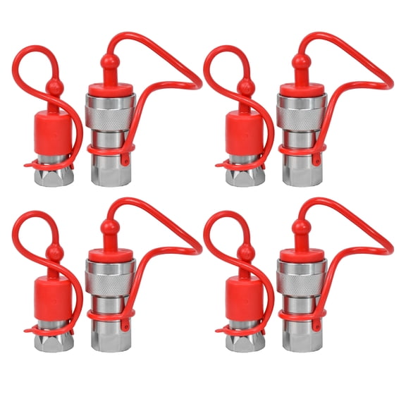 Hex Autoparts 4 Sets 1/2" Ag Poppet Pioneer Style Hydraulic Quick Connect Couplers Couplings