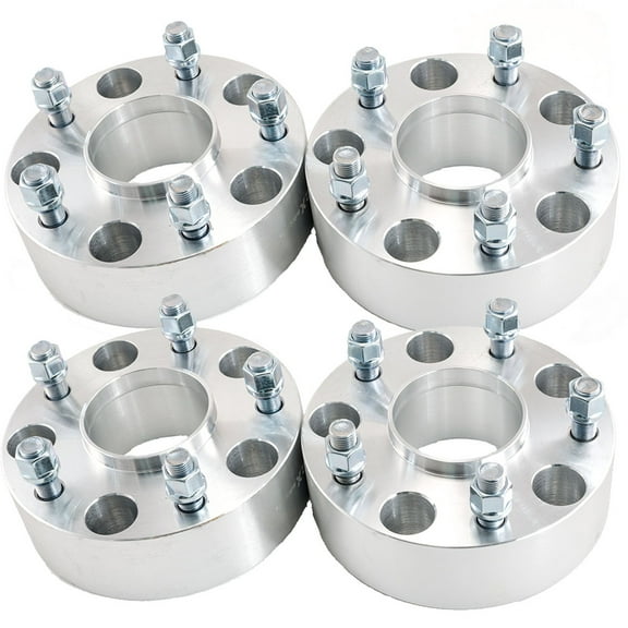 Hex Autoparts (4PCS) 2" 5x5.5 to 5x5.5 Hubcentric Wheel Spacers Adapters with 9/16 Studs Fits For Dodge Ram 1500 Durango Dakota (Silver)