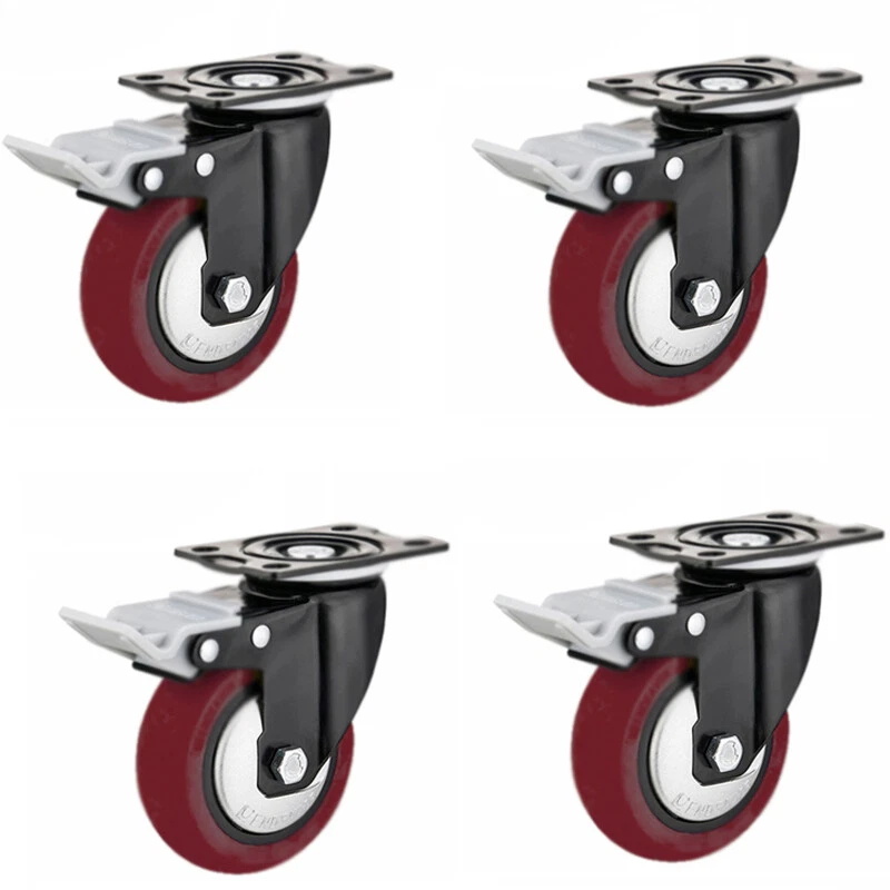 Hex Autoparts 4PCS 5" Heavy Duty Caster Wheels Locking Casters with Brake Swivel Plate Casters