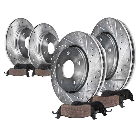 Hex Autoparts 4pcs Front & Rear Disc Brake Rotors + 8pcs Ceramic Brake Pads for Honda CR-V