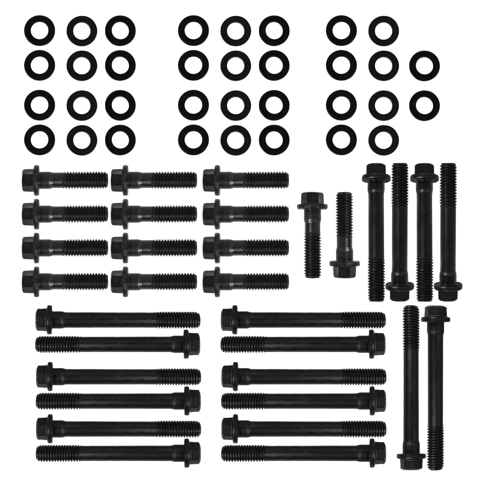 Hex Autoparts Cylinder Head Bolt Set - 34 Piece Kit For Chevy SBC 350 283 302 305 307 327 383 400
