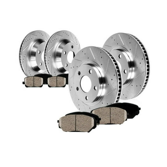 Hex Autoparts Front + Rear Drill Slot Brake Rotors & Ceramic Pads For 2010-2015 Chevy Camaro