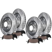 Hex Autoparts Front and Rear Drilled Slotted Rotors & Ceramic Brake Pads For 2006-2018 Dodge Ram 1500 5 Lug Models & 2007-2009 Dodge Durango Chrysler Aspen