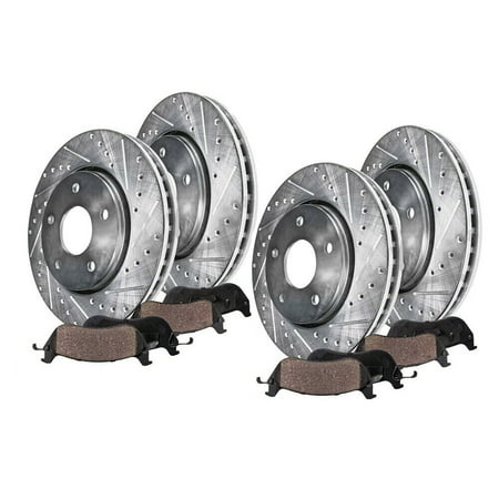 Hex Autoparts Front & Rear Rotors + Ceramic Brake Pads For 2009-2014 2016 2017 Nissan Maxima