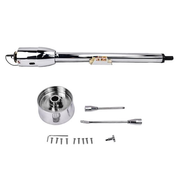 Hex Autoparts Stainless 32" Manual Floor Shift Tilt Steering Column Ignition Key Chrome for GM