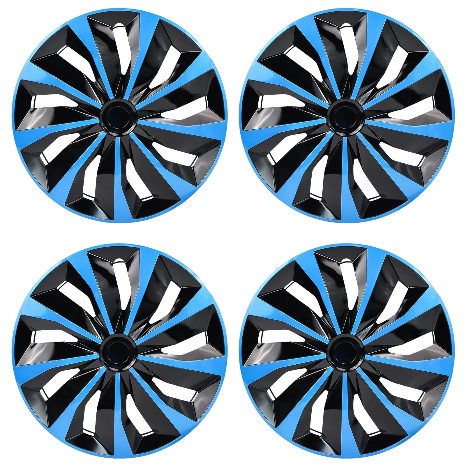 Hex Autoparts 16" Hub Caps set of 4 fits R16 Tire & Steel Full Rim, Universal 4 Pack 16 inch Snap On Full Hub Cap Wheel Covers Black & Blue A-Type