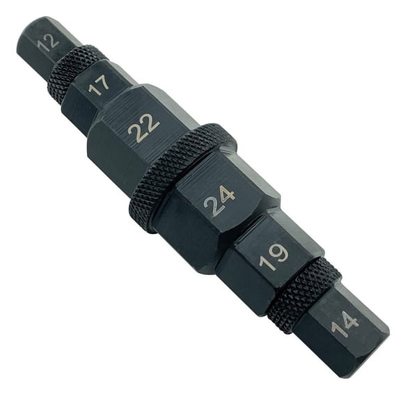 Hex Axle Tool for Motorcycle Front Wheel 12 14 17 19 22 24mm 6 in 1 Spindle Socket Adapter 3/8 Inch