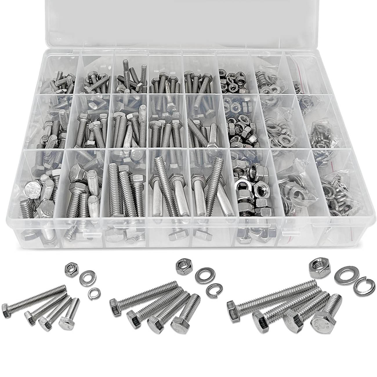 Bolt Kit Hex Bolt and Nuts and Washers Assortment Kit, Stainless Steel Machine ...