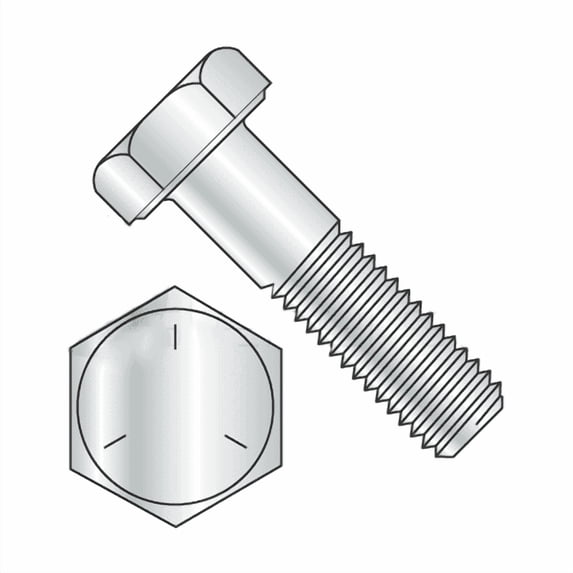 Hex Bolts, Grade 5 Zinc Plated, 1"-14 x 1 1/2" (Quantity: 10 pcs) Made in USA, Fully Threaded UNS Thread (Thread Size: 1") x (Length: 1 1/2")