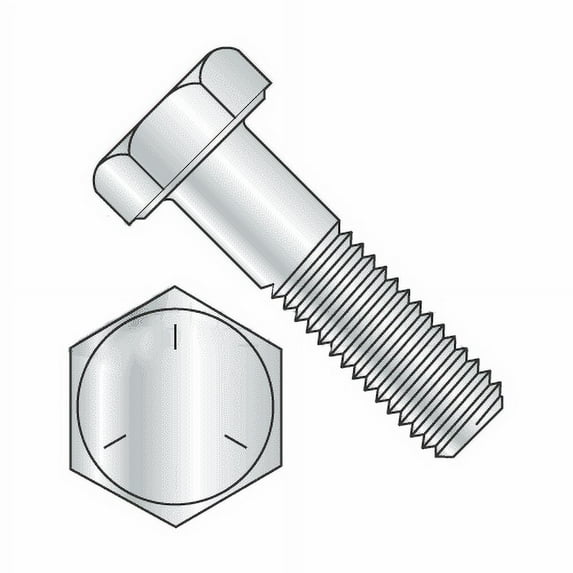 Hex Bolts, Grade 5 Zinc Plated, 3/8"-16 x 1/2" (Quantity: 100 pcs) Made in USA, Fully Threaded UNC Thread (Thread Size: 3/8") x (Length: 1/2")