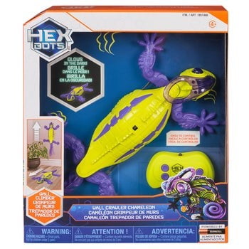Hex Bots Wall Crawler Chameleon RC Robot Toy Remote Control Wall-Climbing Glow-In-The-Dark Purple Body & Green Shell