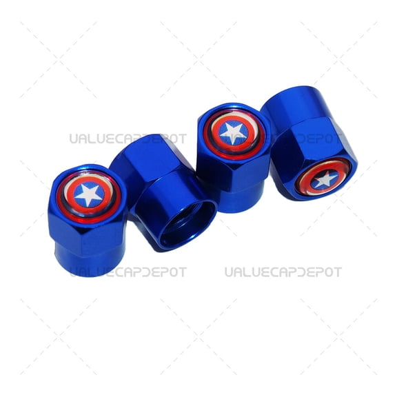 Hex Captain America Emblem Car Wheels Tire Air Valve Caps Stem Dust Cover Sport