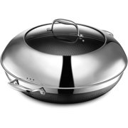 Hex=Clad Hybrid Nonstick 14-Inch Wok with Stainless Steel Lid, Stay-Cool Handles, Dishwasher-Friendly, Oven-Safe Up to 900 F, Induction Ready, Compatible with All Cooktops