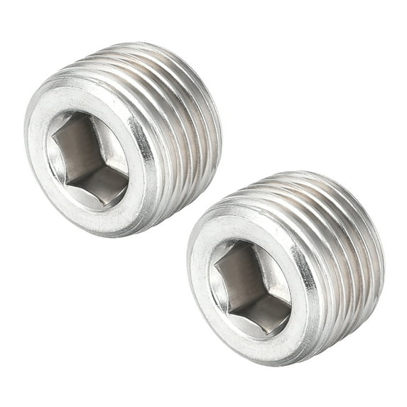Hex Countersunk Plug -Stainless Steel Pipe Fitting 1/2NPT Male Thread Socket Pipe Adapter Connector 2Pcs