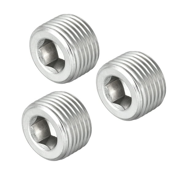 Hex Countersunk Plug -Stainless Steel Pipe Fitting 3/8NPT Male Thread Socket Pipe Adapter Connector 5Pcs