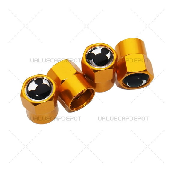 Hex Cute Mickey Mouse Logo Emblem Car Wheels Tire Air Valve Caps Stem Dust Cover