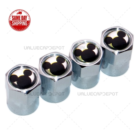 Hex Cute Mickey Mouse Logo Emblem Car Wheels Tire Air Valve Caps Stem Dust Cover