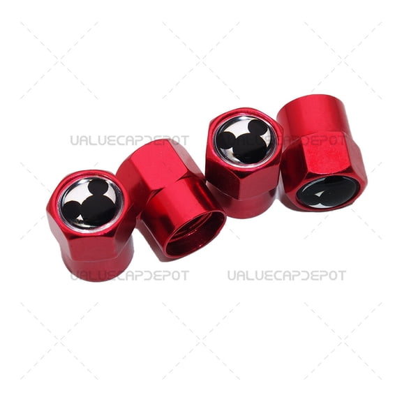 Hex Cute Mickey Mouse Logo Emblem Car Wheels Tire Air Valve Caps Stem Dust Cover