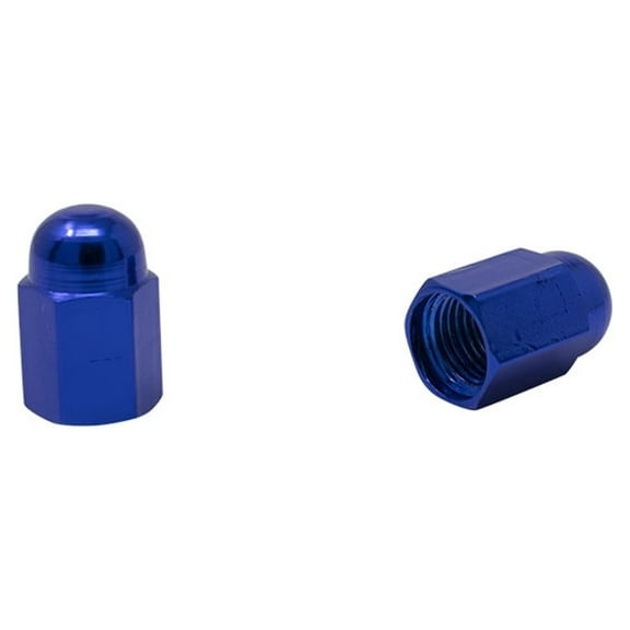 Hex Dome Schrader Bike Valve Caps, Blue