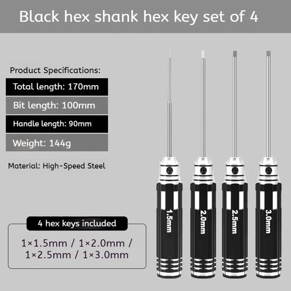 Hex Driver Set Hex Allen Screwdriver Kit 0.9mm 1.27mm 1.3mm 1.5mm 2.0mm 2.5mm 3.0mm Allen Wrench Set Titanium Hexagon Screwdriver RC Tools Kit for RC Car Drone Multi-Axis Helicopter Models(7pcs)
