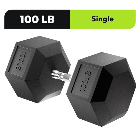 Hex Dumbbell Rubber Encased Dumbbell Strength Training Hex Dumbbell, Hand Weight For Workout & Exercise 100 lb