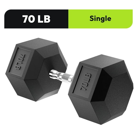 Hex Dumbbell Rubber Encased Dumbbell Strength Training Hex Dumbbell, Hand Weight For Workout & Exercise 70 lb