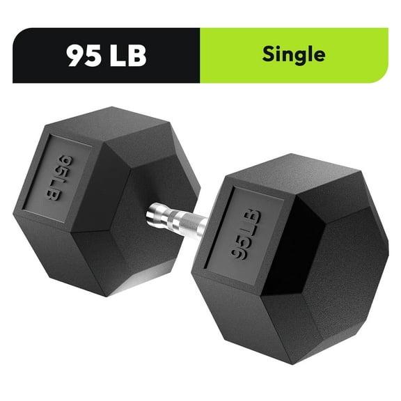 Hex Dumbbell Rubber Encased Dumbbell Strength Training Hex Dumbbell, Hand Weight For Workout & Exercise 95 lb