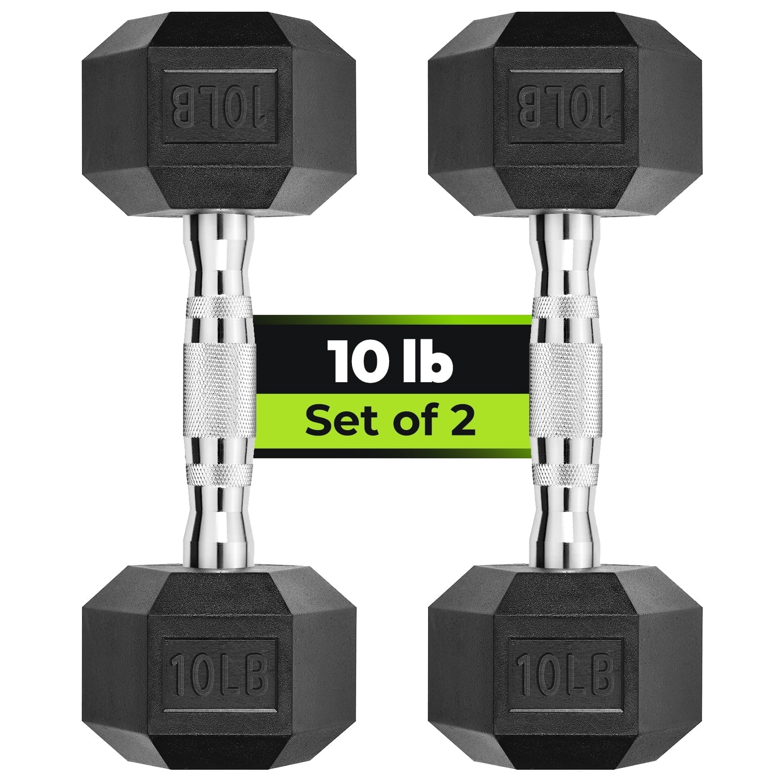 Hex Dumbbell Rubber Encased Dumbbell Strength Training Hex Dumbbell, Hand Weight For Workout & Exercise/Pair of 10LB