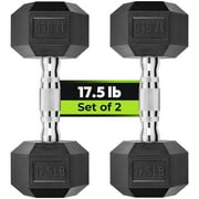 Hex Dumbbell Rubber Encased Dumbbell Strength Training Hex Dumbbell, Hand Weight For Workout & Exercise/Pair of 17.5LB