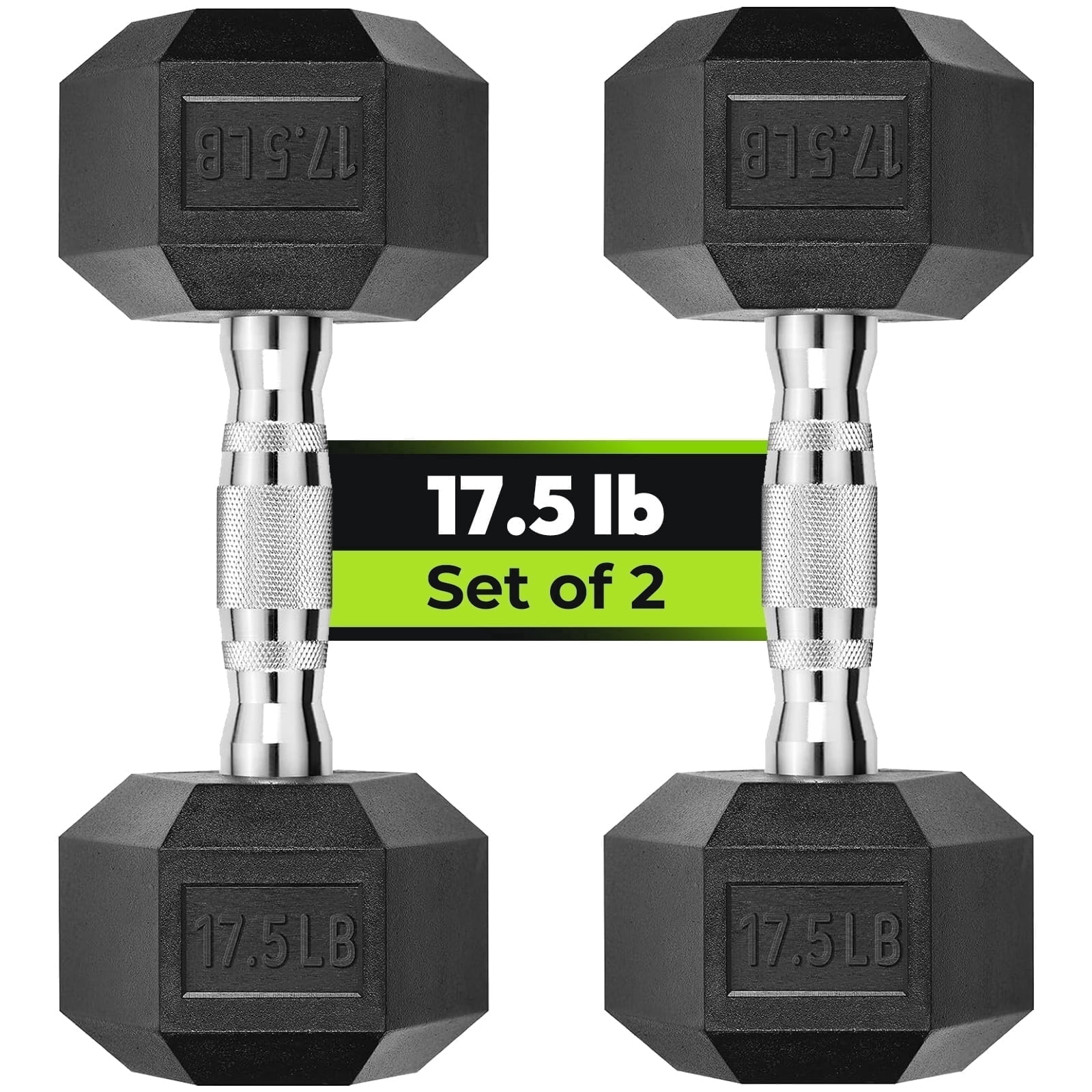 HANDBODE Hex Dumbbell Rubber Encased Anti-Slip Pair 17.5 lb