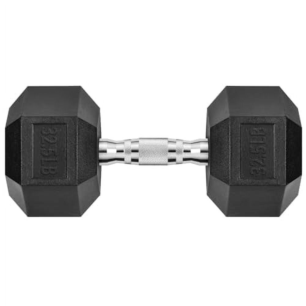 Hex Dumbbell Rubber Encased Hex Dumbbell Exercise & Fitness Hex Dumbbell, Hand Weight For Strength Training / 32.5LB