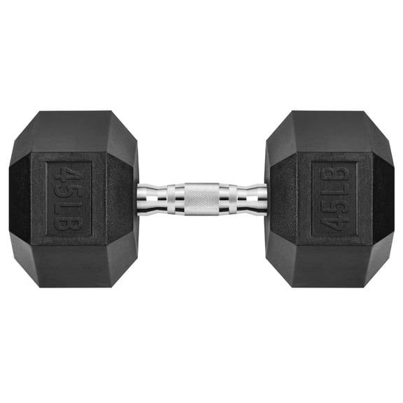 Hex Dumbbell Rubber Encased Hex Dumbbell Exercise & Fitness Hex Dumbbell, Hand Weight For Strength Training /45 LB