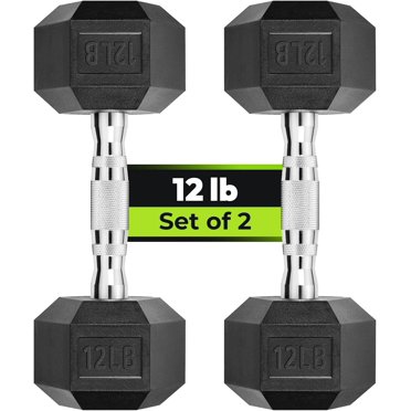 Dumbbells Set Of 2 Hex Rubber Encased Dumbbells, Weights Dumbbells Set With Metal Handle For Exercise And Fitness (15 Lb, Pair