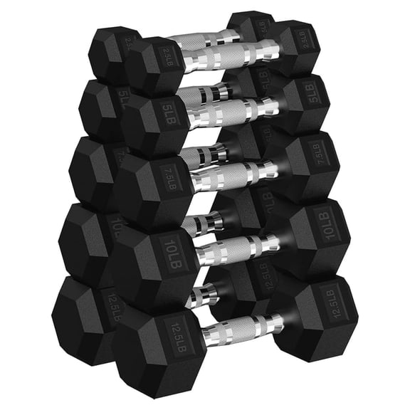 Hex Dumbbell Set, 30-480 lb Set Rubber Encased Exercise & Fitness Dumbbells, Weights Dumbbells Set, Hand Weight for Strength Training