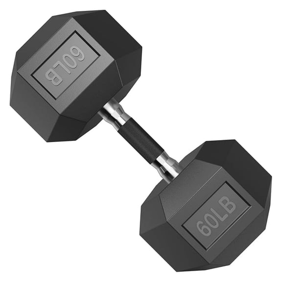 Hex Dumbbell Set 60lb Rubber Coated, Hand Weights for Women Men, Odorless Home Gym Weights, Fixed Dumbbells for Strength Training, Hexagonal Non-Rolling