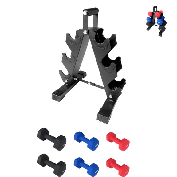 Hex Dumbbell Set for Home Gym – Neoprene and PVC Coated, Anti-Slip, Non-Roll Hand Weights – 1, 2, 3 lb Pairs with Storage Rack – for Men and Women