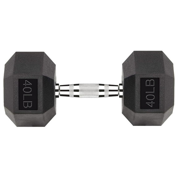 Hex Dumbbells 5,10,15,20,25,30,40 LB Exercise & Fitness Weights Dumbbell For Women & Men Free Weights Rubber Coated cast Iron Set 40 LB Single