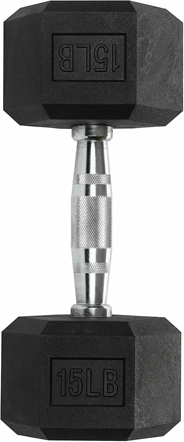 Hex Dumbbells Heavy Duty PVC Coated Weights, ChromePlated Knurled